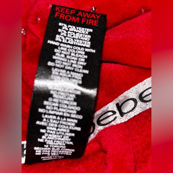 Bebe Crystal‎ Logo Embellished Velour Sash Tie Plush Robe Women 1X Luxe Lounge - Picture 6 of 8